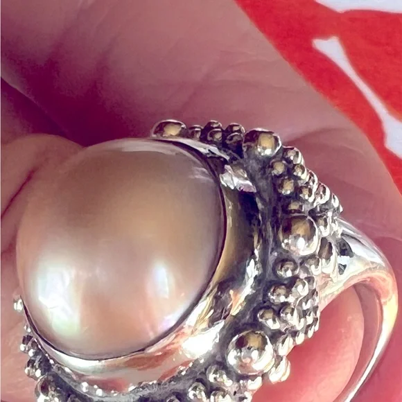 Stephen Dweck Mabe Pearl Ring SS Sz 7 Signed 925 Has 1 Minor Crack Still Gour!! - Picture 11 of 16